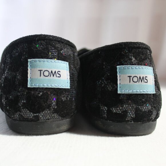 TOMS Black Cat Sparkly Alpargatas, Halloween, Cat Lady, Size 5.5 - Picture 5 of 7